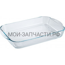 Стеклянный лоток с ручками, 40x25x6 см
